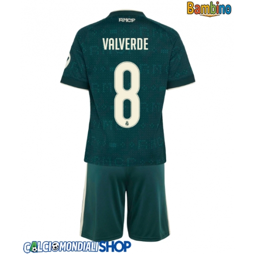 Maglie da calcio Real Madrid Federico Valverde #8 Seconda Maglia Bambino 2026-27 Manica Corta + Pantaloni corti)